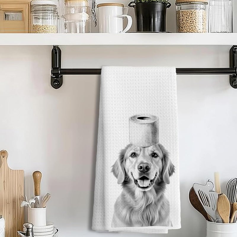 LUKIPOM Golden Retriever Gifts Hand Towels, Golden Retriever Gifts for Women Men,Dog Bathroom Decor, Funny Bathroom Hand Towels, 16x24 Inches - Image 5